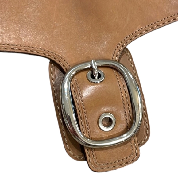 COACH Rehab Vintage Large Classic Tan and Brown Leather Saddle Style Handbag - Picture 7 of 10